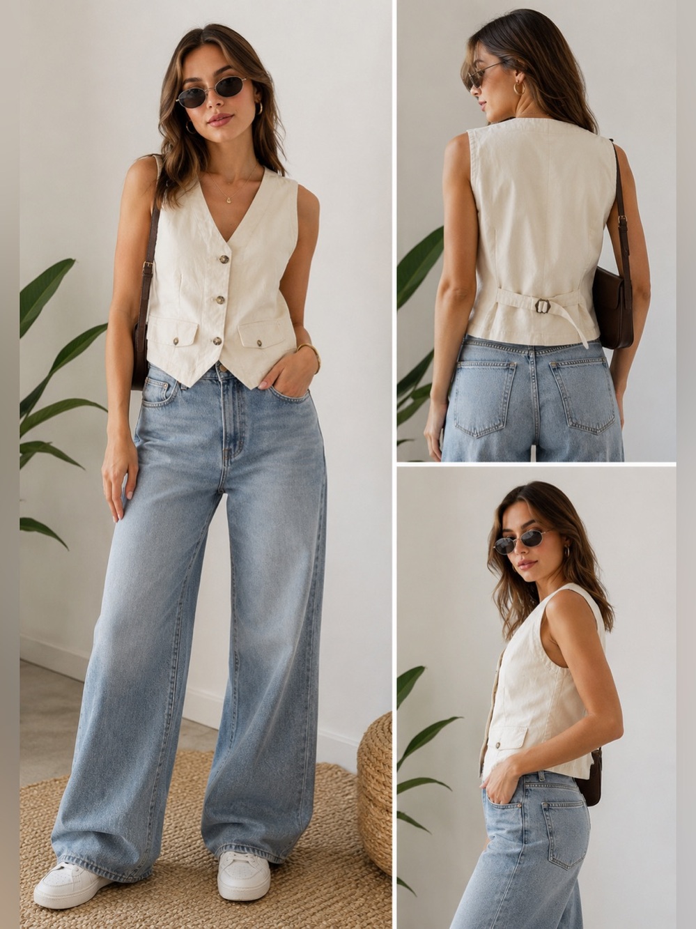 Banana Republic Factory Cream Women’s Button Front Vest